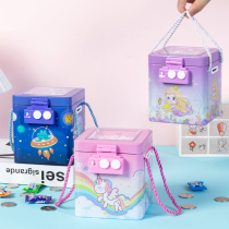 Cartoon Deposit Money Pot Children Boys Girls Anti Fall Creative Belt Lock With Key Can Save Hard Currency Note Savings Jar
