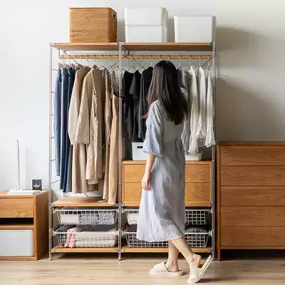 No, all Japanese floor-to-ground solid wood coat rack bedroom open wardrobe porch storage stainless steel hanger