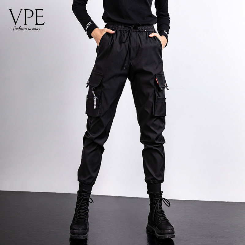 New Autumn and Winter Fleece-Lined Cargo Pants for Women, Casual Petite Plus Size Black Biker American Style Slimming Pants