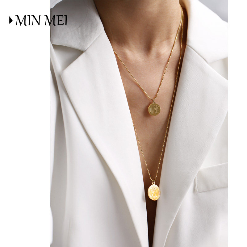 2019 new autumn and winter long version sweater chain accessories necklace female tide net red coin ins simple clavicle chain
