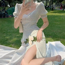 Pinch Waist Harbor Taste Vintage Chic Do Nt Make Unique Design Small Crowdlaw Style Wave Dot with dress Skirt Summer Superior sensual Long Sensation Skirt