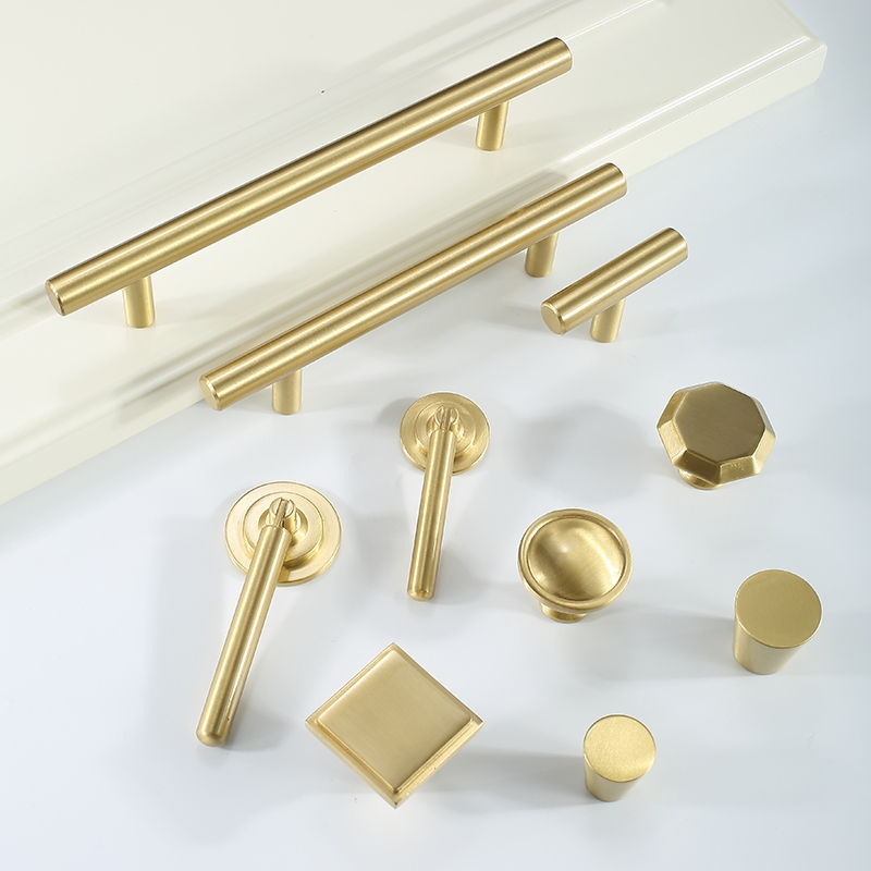 Light extravagant cabinet door handle pure copper modern minimalist overall cabinet door handle drawer gold lengthened handle single-hole hardware