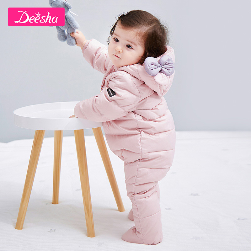 Desa Baby Baby Xuống Jacket 2019 Winter ngắn dính liền xuống áo khoác Baby Baby sơ sinh Air.