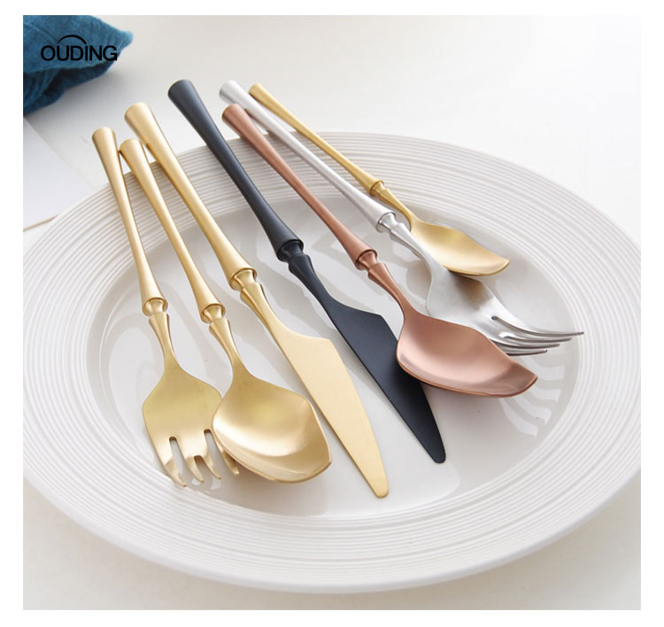 OUDING Nordic waist retro 304 stainless steel household utensils beefsteak knife and fork spoon coffee spoon