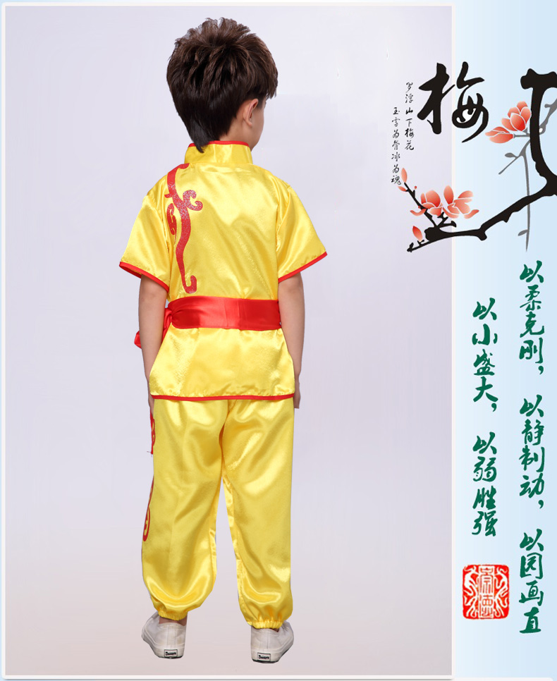 Quần áo biểu diễn võ thuật quần áo dài tay thực hành quần áo trẻ em mẫu giáo tiểu học và trung học cơ sở Taiji đào tạo quần áo - Trang phục quần áo bé gái múa ba lê