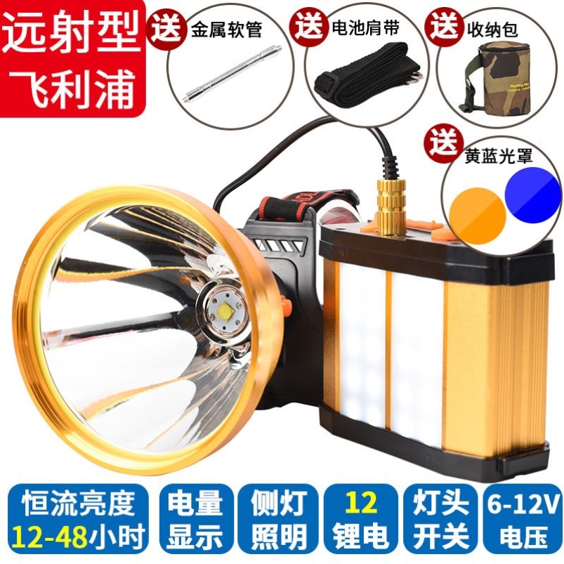 LED Headwear Type 2 Two-piece Bright Light Super Bright Headlights Lithium Battery Charged Purple Light Searchlight For Scorpion Portable Focus