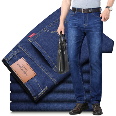 弹力牛仔裤男春季2021年新款潮牌修身直筒青年韩版潮流男士长裤子