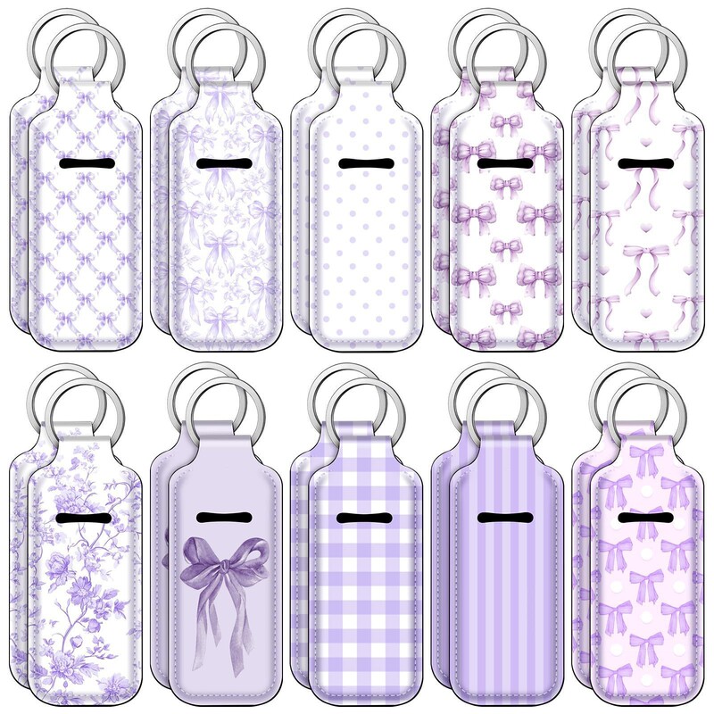 Amazon Bowknot Lipstick Holder Keychain, Neoprene Lipstick Case Pendant, Plaid Keyring Accessory