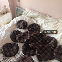 Spot caramel orange Your green private suit acc texture praise color plaid adjustable buckle beret=IAC Korean generation