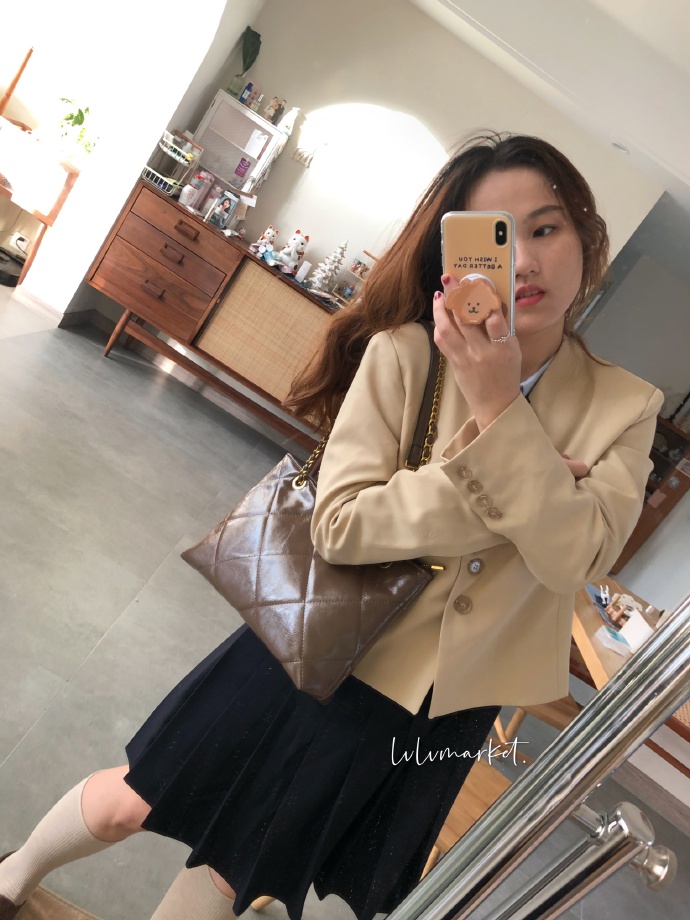 Your green IAC homemade ~ high-grade imitation lambskin texture suture rhombic chain bag homeless bag ins blogger style