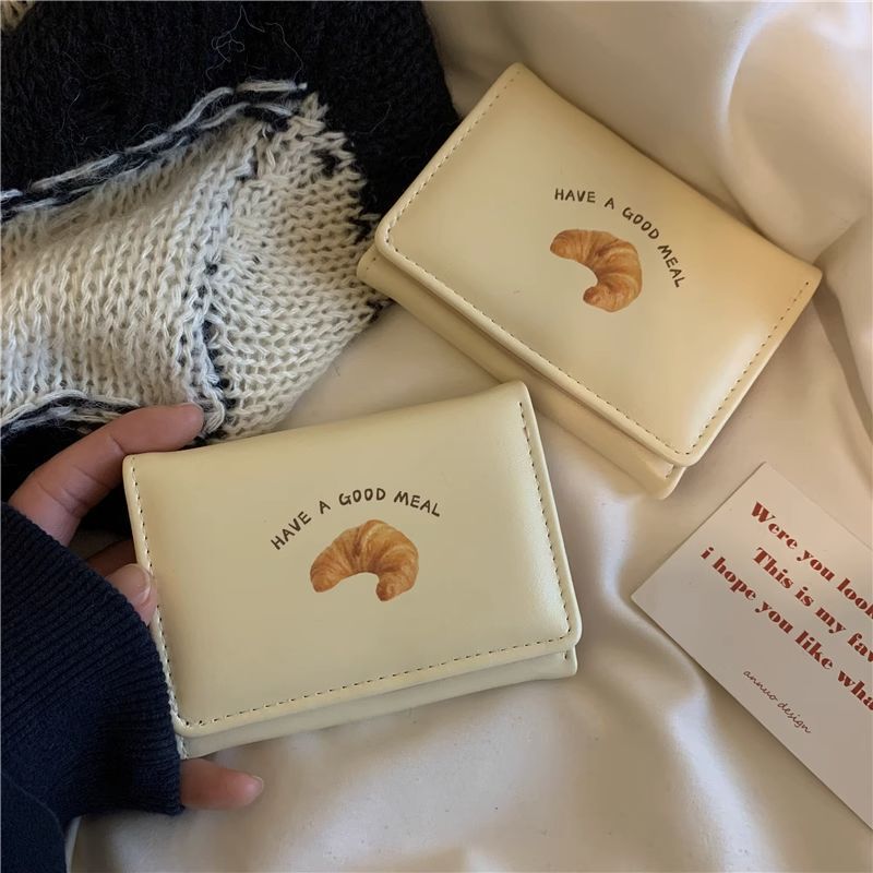 Butter Toast ~ ins Cute Creamy Yellow Short Wallet Korean Version Cartoon 70% off Student Niche Card Holder Coin Purse
