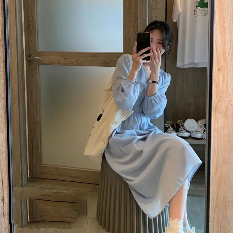 2021 Summer new ladies tea hysteria style first love long dresses retro small crowdgentleness and windy wines