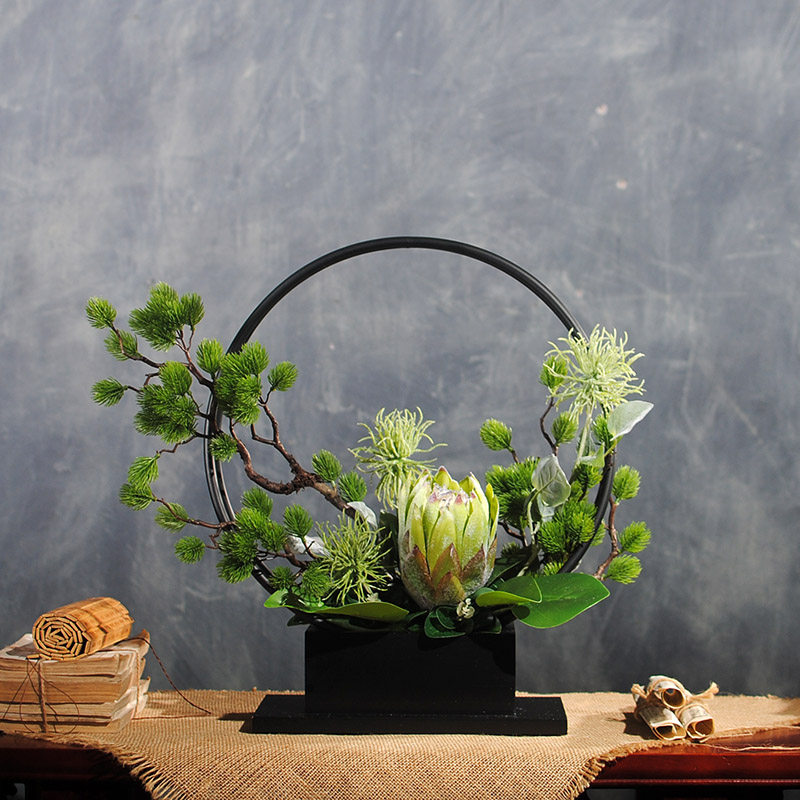 Dining Room Emulation Flower Pendulum new Chinese floral living room Zen Fancy Flowers Home Decoration Flower Table Flower Flower Arrangement Suit