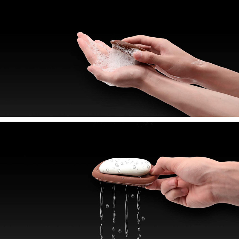 2in1SoapDrainHolderBrush silicone soap rack Bathroom pet brush drain rackset of 2