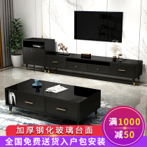 Light extravagant TV cabinet Tea Table Combinations Modern Minima Tempered Glass Cabinet small family style Living room Cupboard Nordic Style