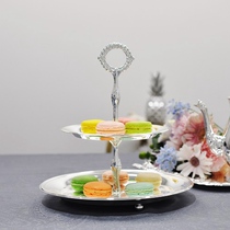 British silverware British-made European-style curly grass pattern double-layer snack stand afternoon tea dessert plate