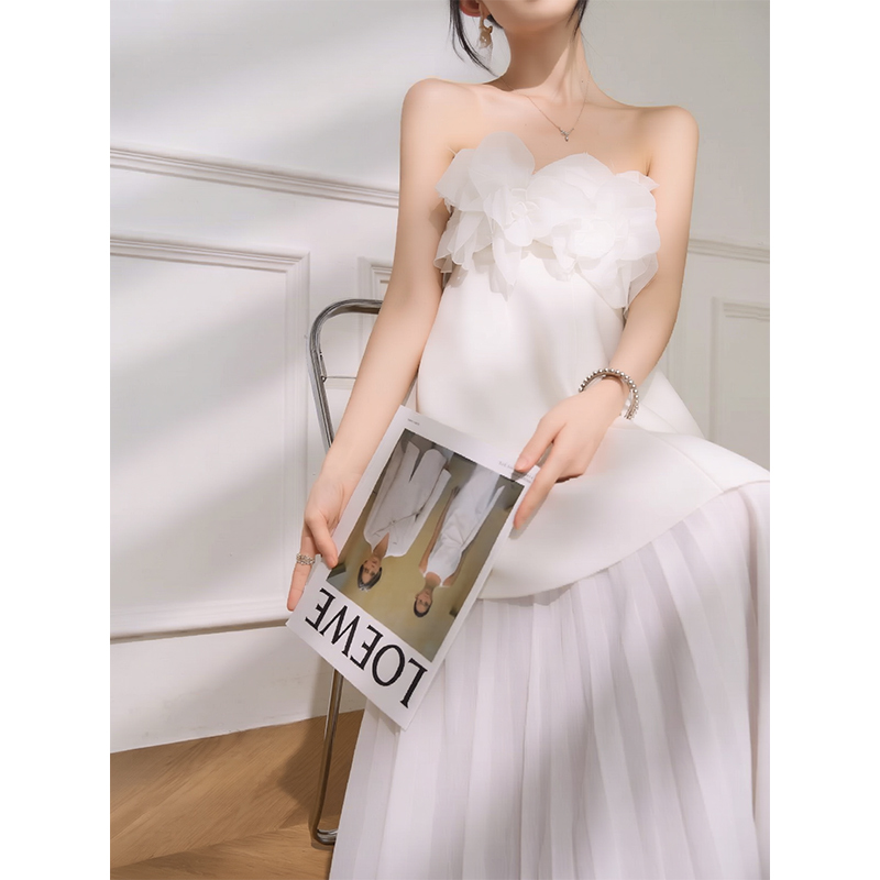 Minority Dress White Morning Gown Dress Strapless Dress Bride Engagement Certificate White Dress French Light Wedding Dress