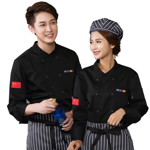 Шеф-поварная одежда мужская осенняя и зимняя хлопковая отель с длинными рукавами