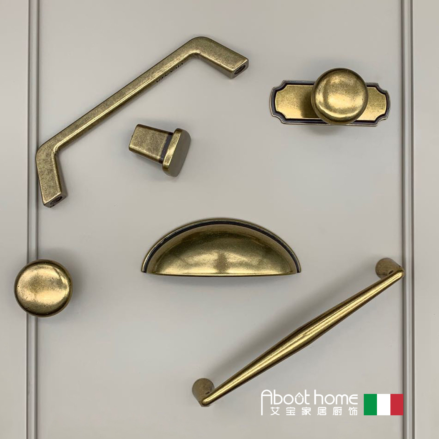 Italian bronze furniture handle drawer cabinet door handle dumpling shell classical Chinese style modern American style handle