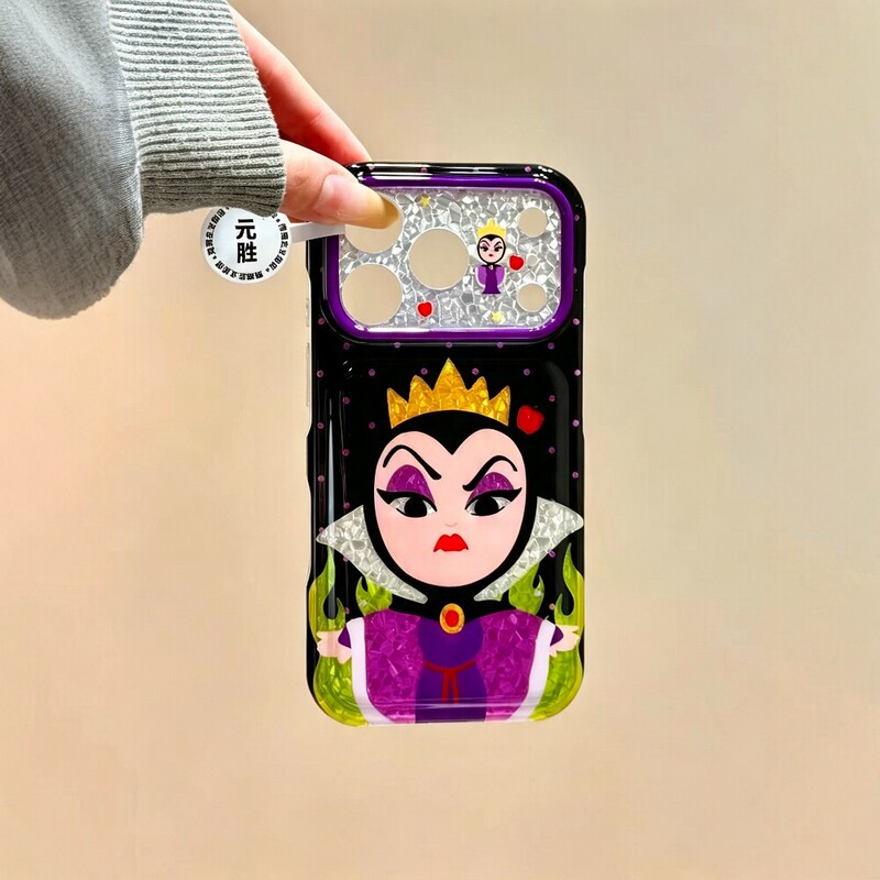Japanese and Korean Ins Cartoon Q-Version Anime Evil Queen Phone Case for iPhone 18 Pro Max, New Model for Apple 17 Pro, 15 Pro with Large Window, 14 for Women, 13 Double-Layer, 17 Cute Anti-Drop Protective Cover
