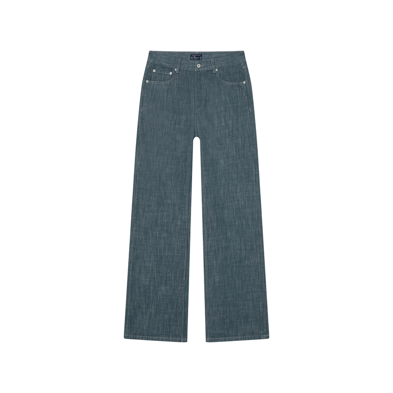 Rmism Men's Jeans 2026 Autumn New Lake Green Raw Denim Loose Straight American Retro Casual Pants