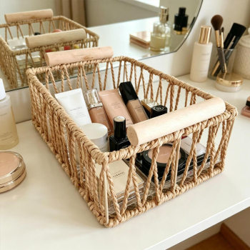 Nordic style desktop storage basket hand-woven cosmetic storage box light luxury fruit snack bread basket storage tray