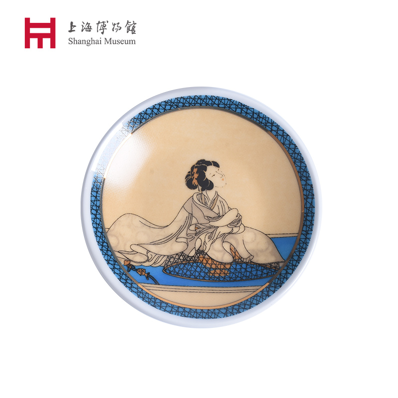 Shanghai Museum 8cm small porcelain plate Creative ceramic decoration Decorative plate decoration plate Literary home decoration