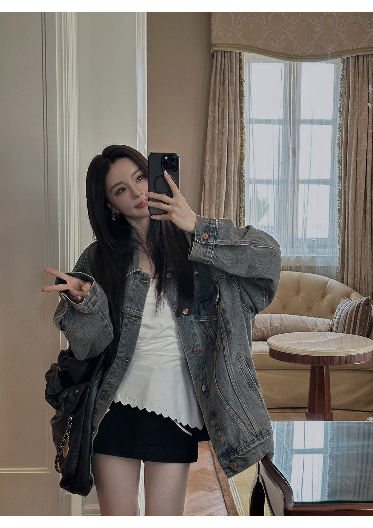 汉服上装 ministudio徐琳「西部单宁」新汉服廓形水洗灰牛仔外套