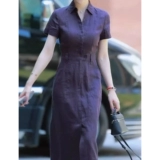 Сиреневая летняя модная рубашка, юбка, французский стиль, городской стиль, в стиле Шанель