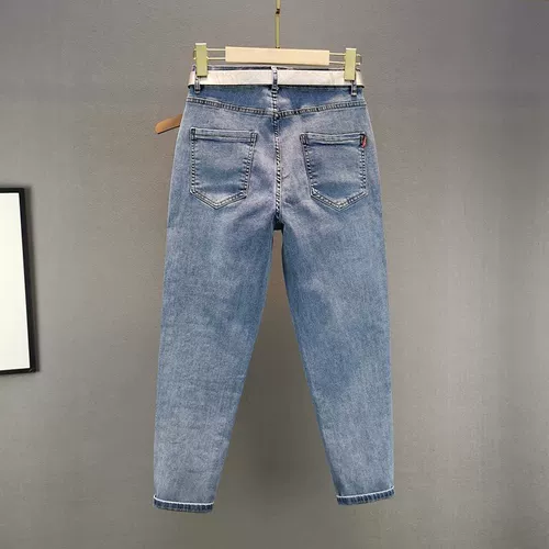 Брендовые синие джинсы, штаны, летняя летняя одежда, высокая талия, свободный крой