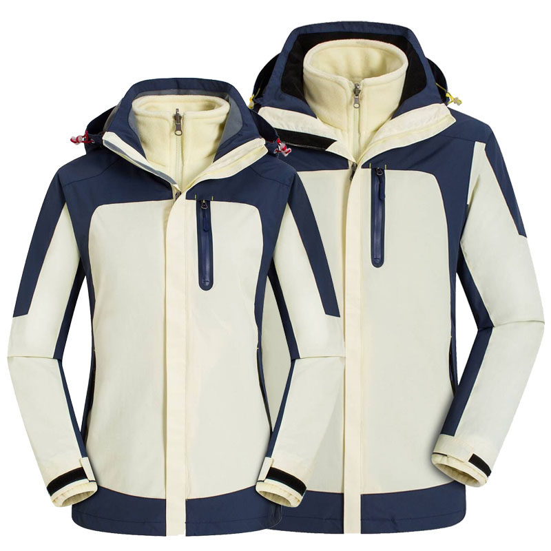 Outdoor submachine clothing male and female tide cards three-in-one two sets detachable autumn and winter thickened windproof and waterproof ski suit