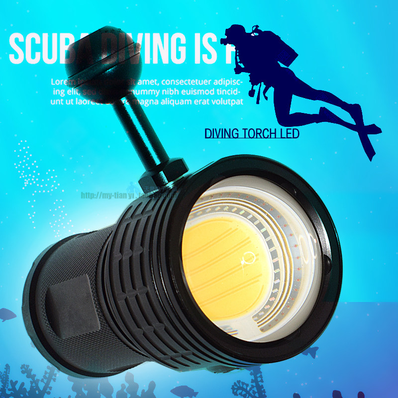 Deep sea diving 80 meters photography fill light COB lack of light underwater photographic lighting light high power 100W ultra-bright flashlight