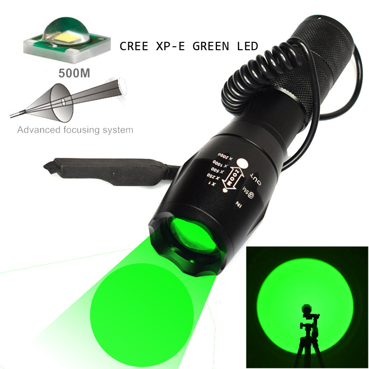 Tactical Wire Control Switch Flashlight Rat Tail Concentrated Aluminum Alloy Far Shot Green Light LED Intense Light Super Bright Lighting Flashlight