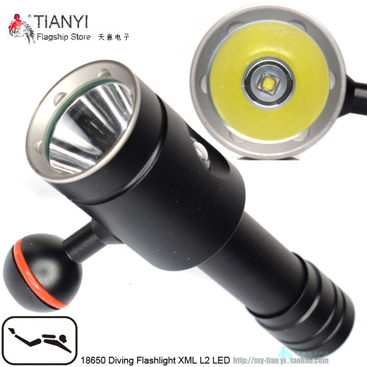 CREE XM-L2 Underwater 100 m Submersible Tonic flashlights Intense Light Professional Underwater Flashlight 1200 Stream Ming