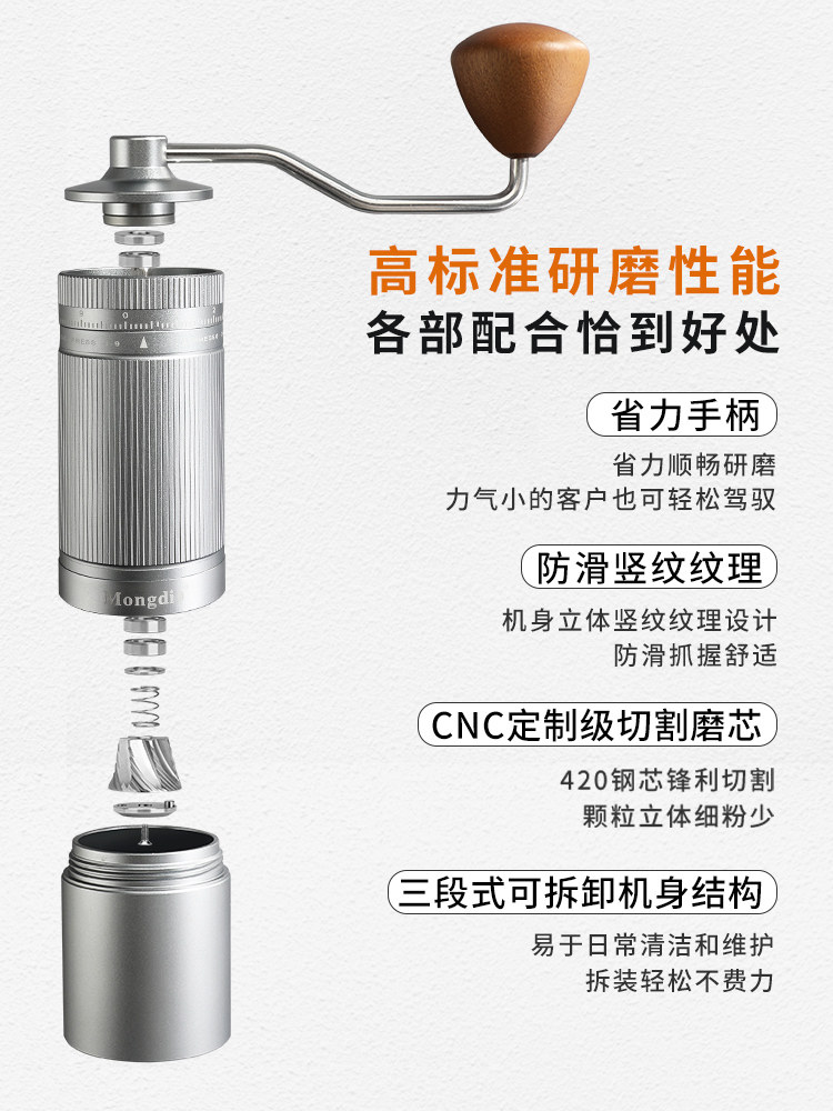 Mongdio Hermit X1 Hand-Cranked Coffee Grinder Coffee Bean Grinder Manual Coffee Machine Portable Hand Grinder