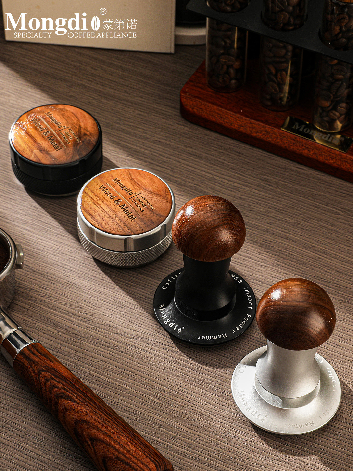 Mongdio Powder Distributor Tamper Stainless Steel Espresso Machine Accessories 51/58mm Coffee Tamper