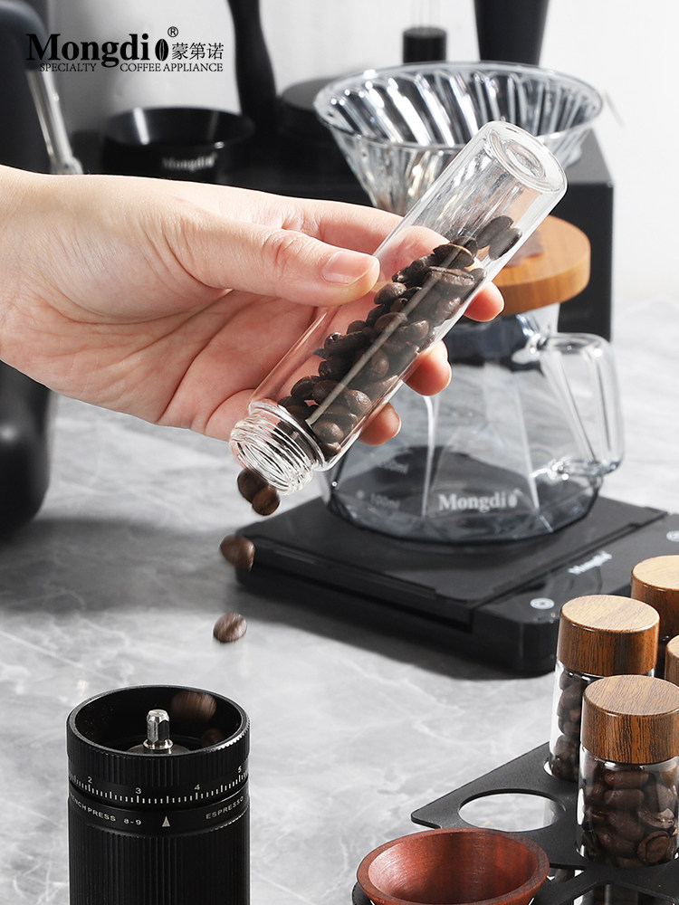 Mongdio Coffee Bean Sealed Jar Display Rack Glass Storage Jar Coffee Bean Sealed Tube Sealed Bottle Dispensing Tube