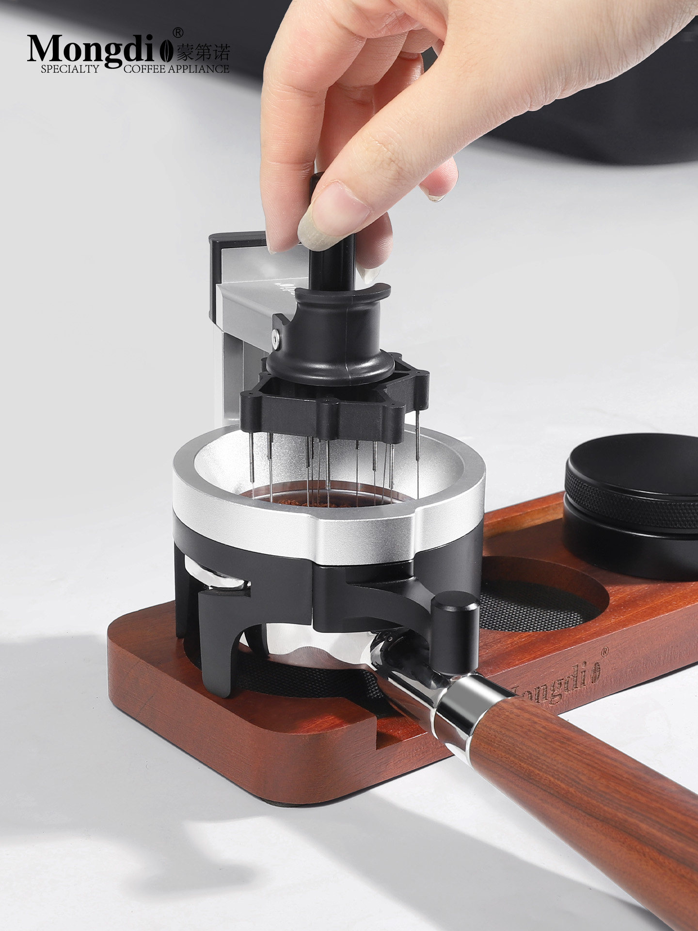 Mongdio Coffee Distribution Needle Rotary Needle Type Distribution Tool Loose Powder Stirring Needle Espresso Machine Accessories 58mm