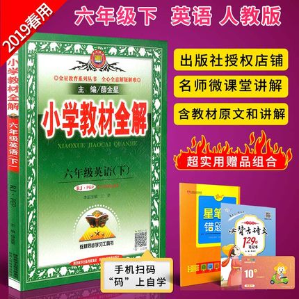 2019春小学教材全解英语六年级下册人教版6年