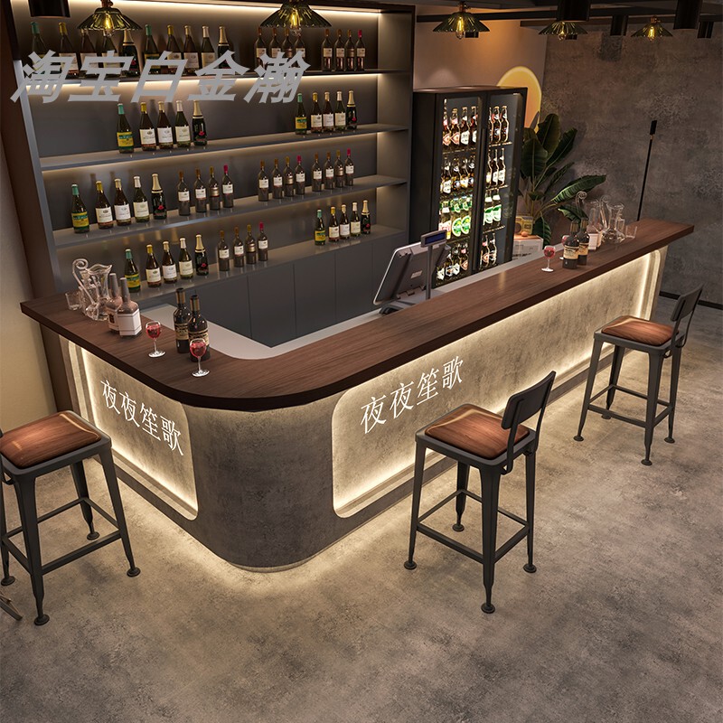 Industrial Style Cement Gray Bar Counter Coffee Milk Tea Shop Front Desk Tavern Barbecue Hot Pot Restaurant Cashier Counter Reception Desk