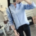 Nam Cực 2018 thu đông mới áo sơ mi cotton thêu cá voi nhỏ phiên bản Hàn Quốc nhỏ bé tay dài hoang dã hoang dã áo sơ mi nữ dài tay thời trang	 Áo sơ mi dài tay