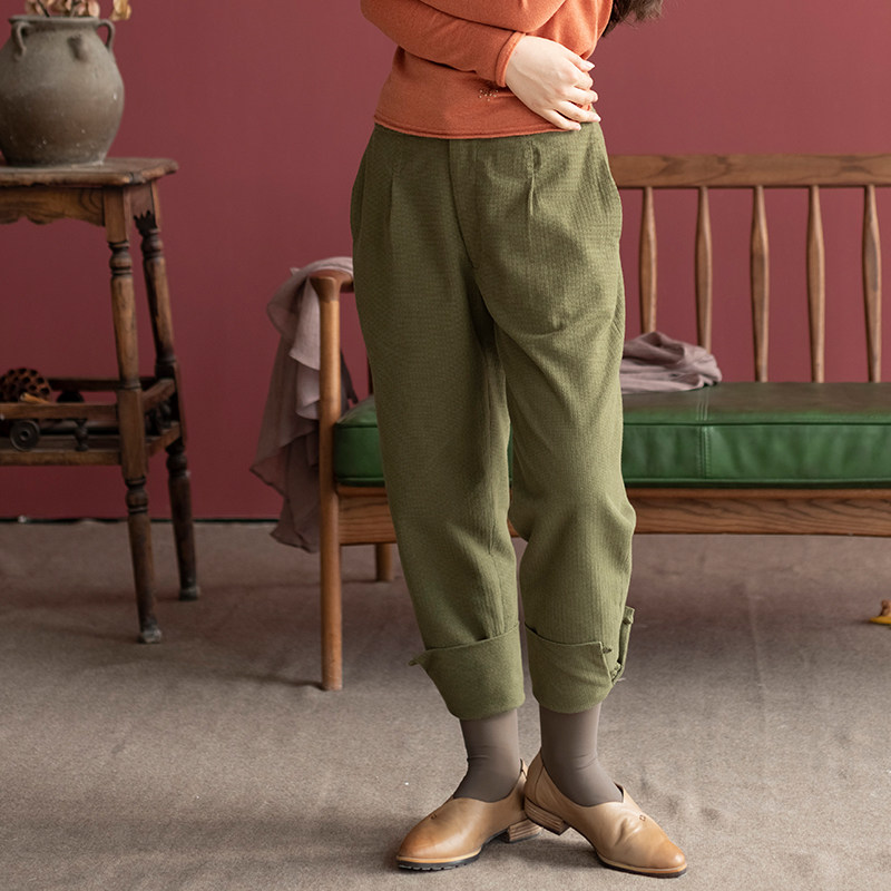 Mo Shang Hua Kai Original Lan Lai (listen to the sound of the rain) cotton and linen small foot casual pants women's all-match outer wear trousers