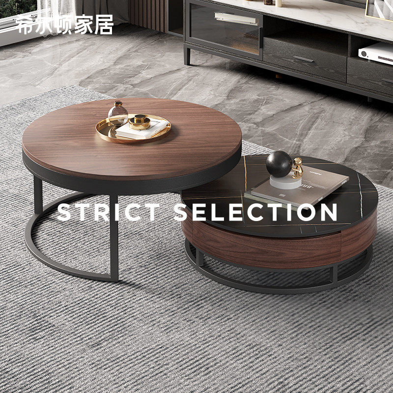 Q Hilton Italian Round Rock Tea Several Solid Wood Living Room Household Tea Stage Simple Modern Tensils