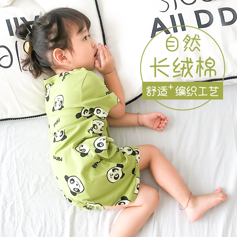 Baby sleepwear pure cotton baby sleepwear summer slim fit short sleeves baby 1 child 3 year old girl sleep in summer