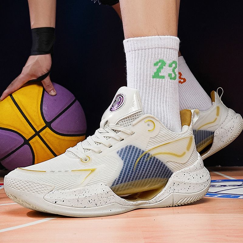Blitz 8 White Basketball Shoes for Men and Women, Practical, Ultra-Light, Breathable, Suitable for Middle School Students and Children's Competitions, Cushioning Sports Shoes