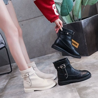 Martens, осенние модные универсальные утепленные удерживающие тепло короткие сапоги на плоской подошве с молнией, 2019 года, подходят для весны и осени