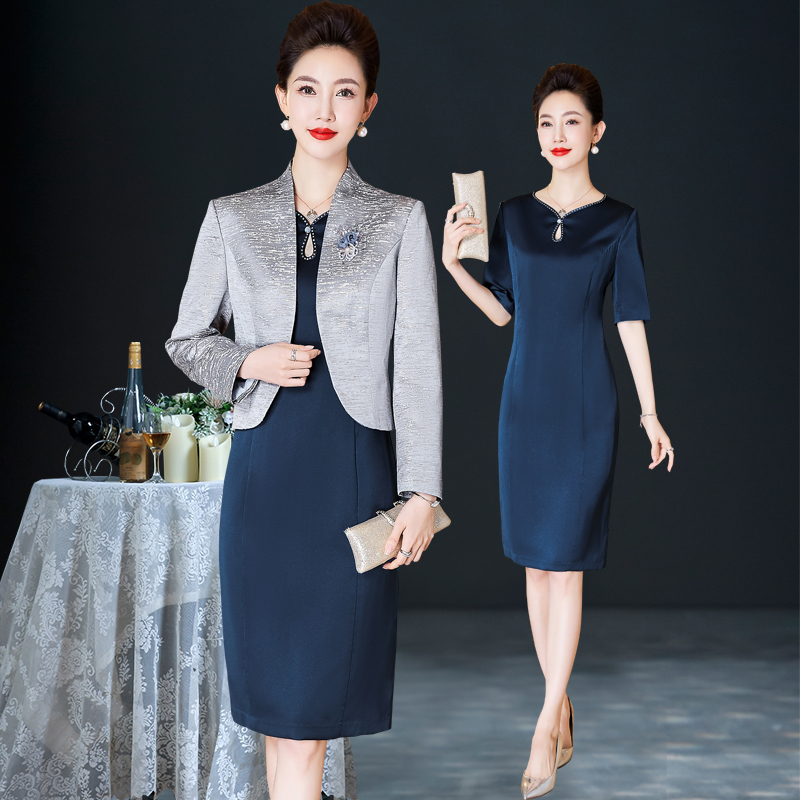 Elegant and Stylish Middle-Aged Fashion Suit Dress, Autumn Wedding Banquet Mother's Dress, Can Be Worn Casually, Cheongsam Two-Piece Dress Elegant and Stylish Middle-Aged Fashion Suit Dress, Autumn Wedding Banquet Mother's Dress, Can Be Worn Casually, Cheongsam Two-Piece Dress