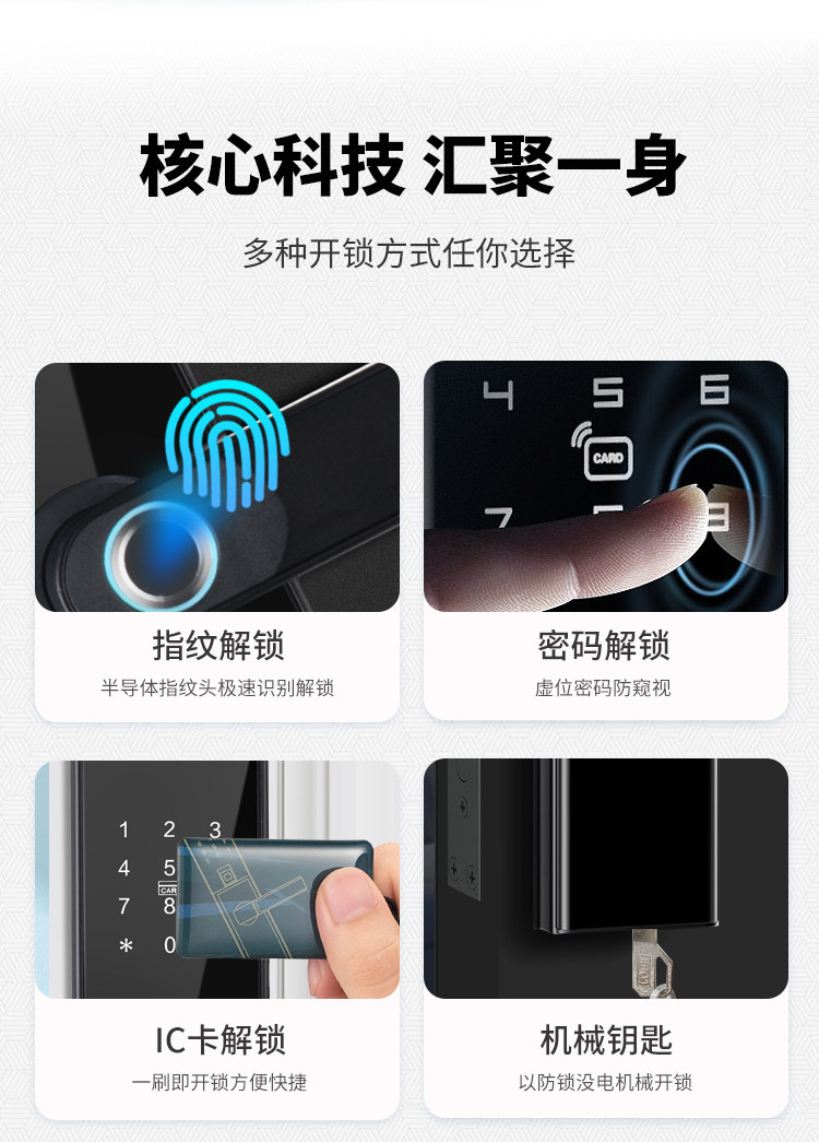 Электронный замок 木门指纹锁密码锁办公室家用室内木门智能锁电子锁公寓民宿密码锁 Cohe