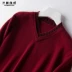 Áo len mùa thu 2018 mới áo len cashmere nam dày áo len cổ chữ V chạm đáy áo len rộng kích thước lớn - Áo len Cashmere