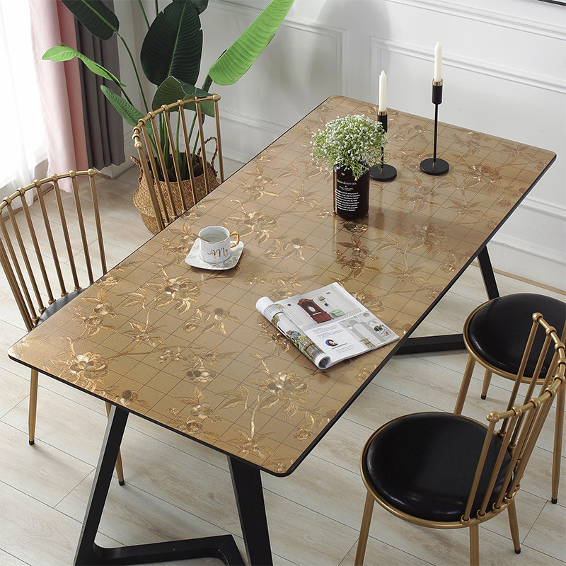 Table cloth waterproof anti-scald wash-free pvc coffee table mat table cloth soft glass plastic printed table mat rectangular table cloth